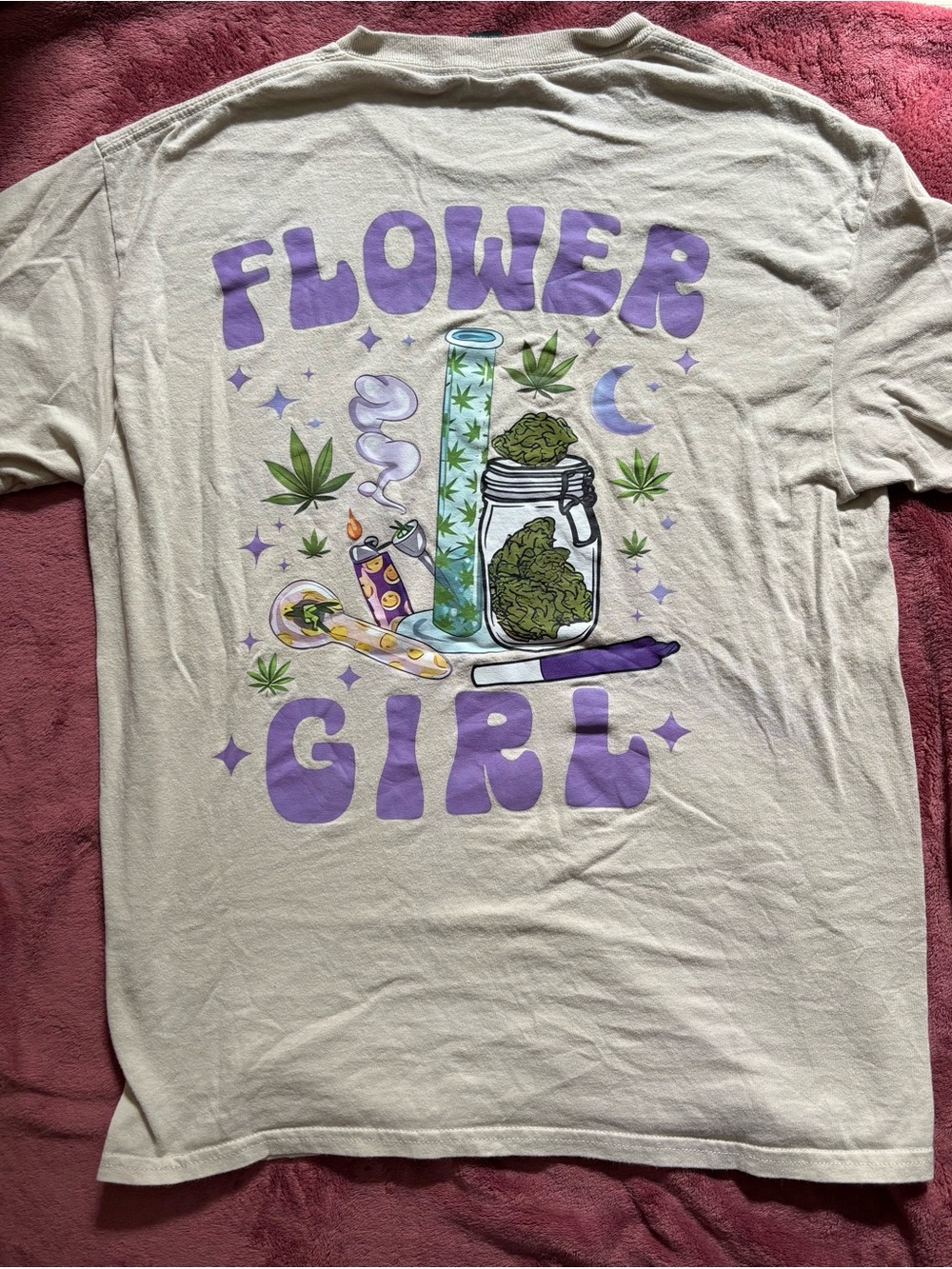 Flower Girl Graphic Tee - Cream & Purple T-Shirt